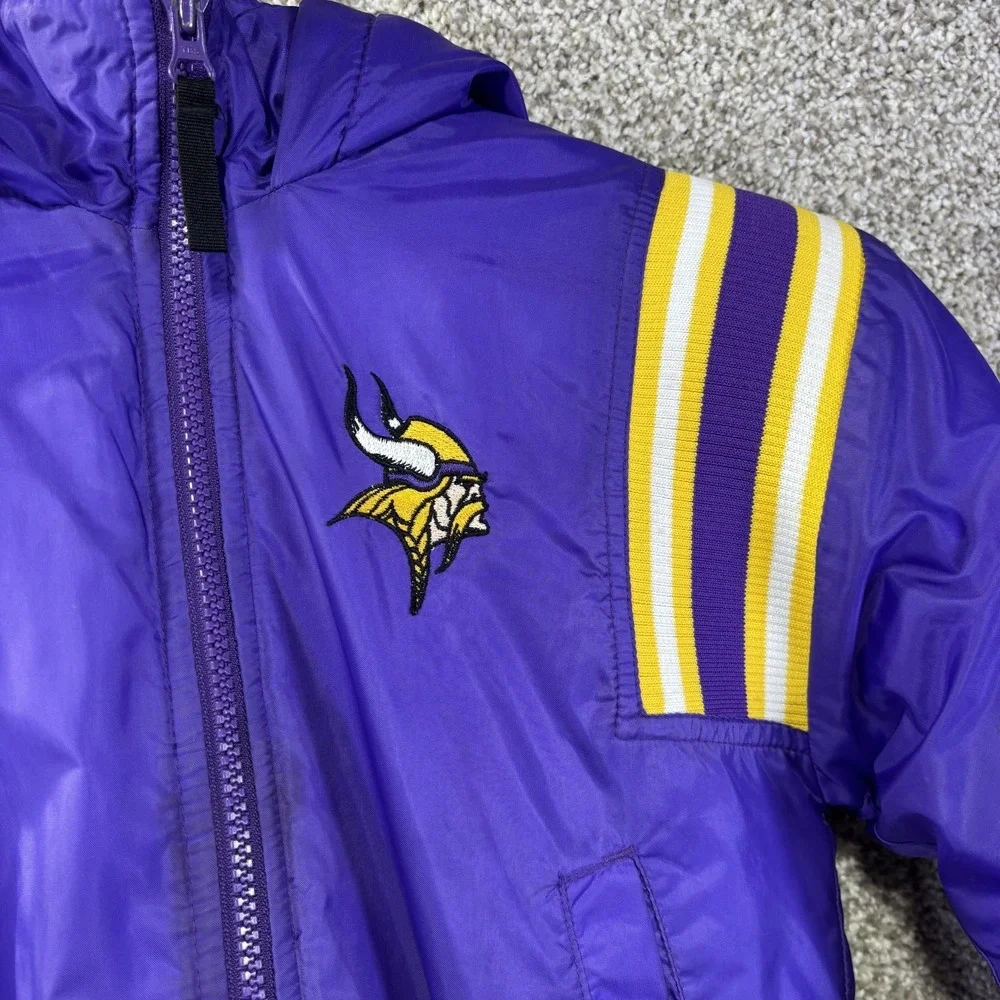 Vintage Minnesota‎ Vikings Jacket Boys 7 Purple NFL Football Pro Tuff Hooded